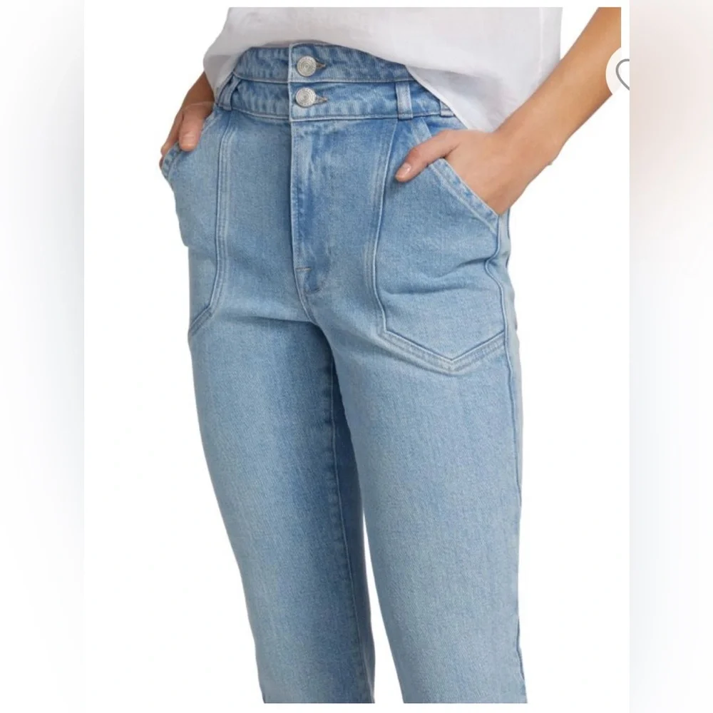 Frame Double Button Mid Rise Flare White